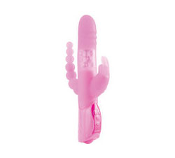 Wow Vibe Triple Ecstacy 2 Silicone Rabbit Waterproof Pink 5.25 Inch